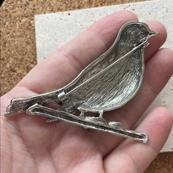 Anthropologie Blue and Silver Bird Brooch - Picture 4 of 4